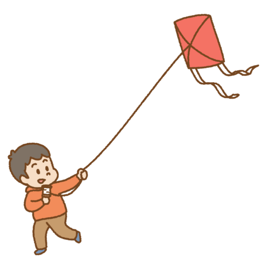 凧揚げする子供のイラスト