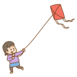 凧揚げのフリーイラスト Clip art of takoage kids