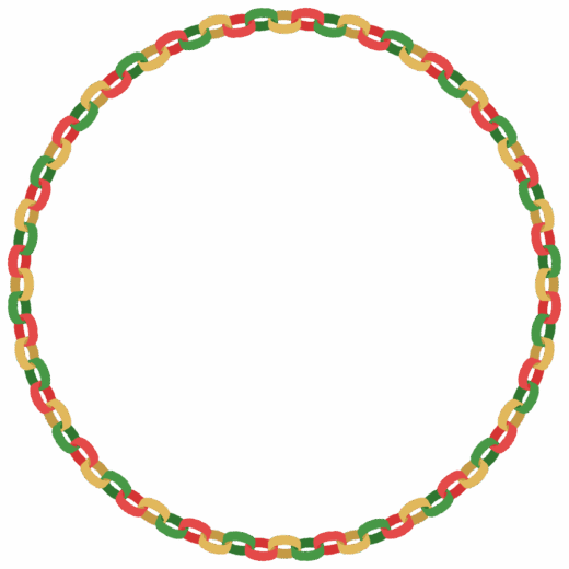 クリスマスカラーの輪飾りの丸フレーム素材