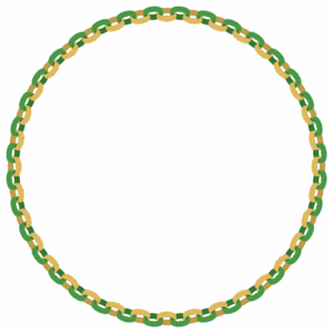 クリスマスカラーの輪飾りの丸フレーム素材のフリーイラスト Clip art of christmas wakazari circle frame