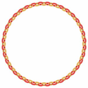 クリスマスカラーの輪飾りの丸フレーム素材のフリーイラスト Clip art of christmas wakazari circle frame