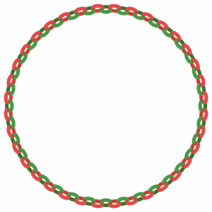 クリスマスカラーの輪飾りの丸フレーム素材のフリーイラスト Clip art of christmas wakazari circle frame