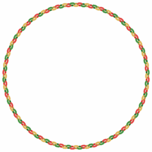 クリスマスカラーの輪飾りの丸フレーム素材のフリーイラスト Clip art of christmas wakazari circle frame