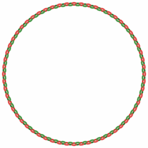 クリスマスカラーの輪飾りの丸フレーム素材のフリーイラスト Clip art of christmas wakazari circle frame