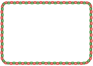 クリスマスカラーの輪飾りのフレーム素材のフリーイラスト Clip art of christmas wakazari paper frame