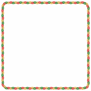 クリスマスカラーの輪飾りの正方形フレーム素材のフリーイラスト Clip art of christmas wakazari square frame