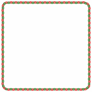 クリスマスカラーの輪飾りの正方形フレーム素材のフリーイラスト Clip art of christmas wakazari square frame