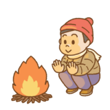 焚き火にあたる人のイラスト