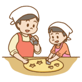 クッキー作りする親子のイラスト