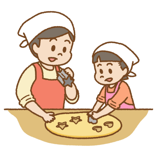 クッキー作りする親子のイラスト