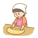 生地をのばす子供のイラスト