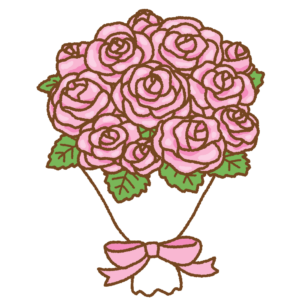ピンクのバラの花束のフリーイラスト Clip art of pink-rose-bouquet