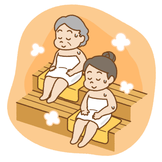 サウナに入る人のイラスト