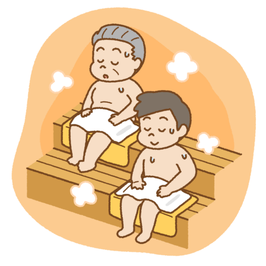 サウナに入る人のイラスト