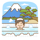 銭湯に入る人のフリーイラスト Clip art of sentou