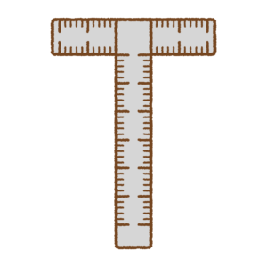 T型定規のフリーイラスト Clip art of stainless-steel T-Square