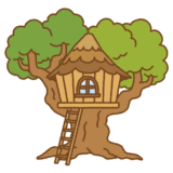 ツリーハウスのフリーイラスト Clip art of tree-house