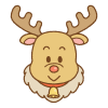 クリスマスのトナカイの顔のフリーイラスト Clip art of xmas reindeer-face