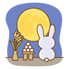 お月見するウサギのイラスト Clip art of tsukimi-usagi