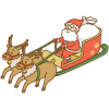 ソリに乗ったサンタクロースのフリーイラスト Clip art of sannta-claus with reindeer